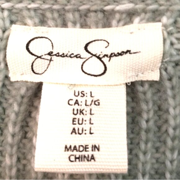 Jessica Simpson Women's Cardigan Buttons Sage Green Cropped Sweater - Large - Picture 7 of 9